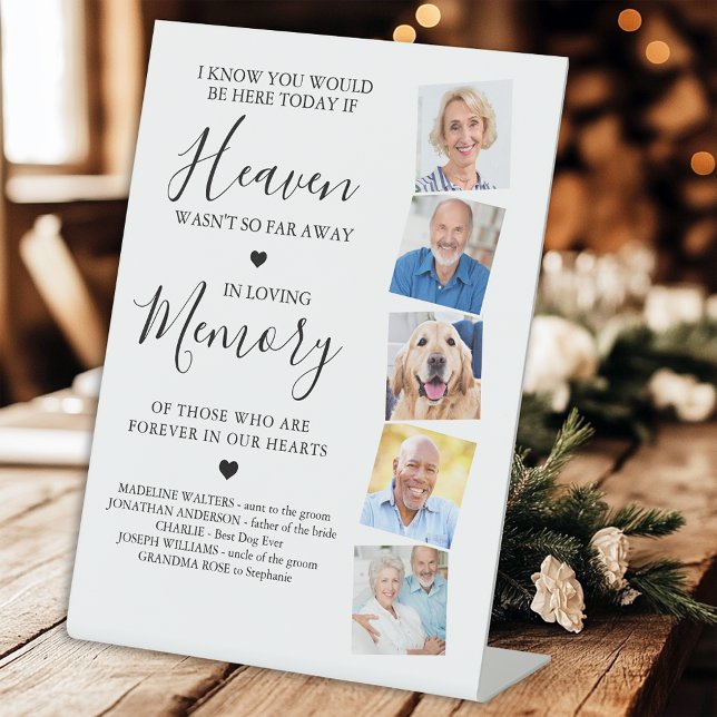 Wedding Personalised 5 Photo Heaven Memorial Pedestal Sign (Creator Uploaded)