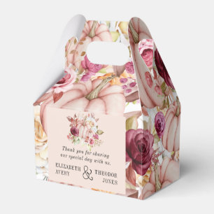 Wedding Personalised Autumn Pink Burgundy Floral Favour Box