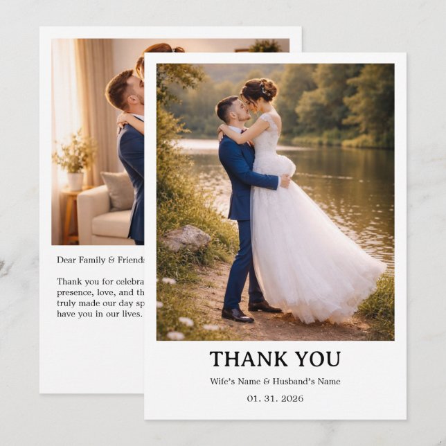 Wedding Personalised Card | Simple Elegant Couple  (Front/Back)