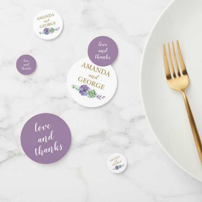 wedding personalised confetti gold and purple (Group)