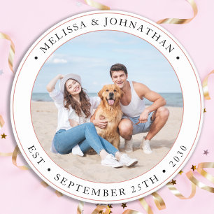 Wedding Personalised Modern Photo Round Paper Coaster