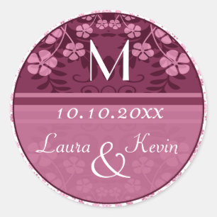Wedding Personalised Monogram Classic Round Sticker