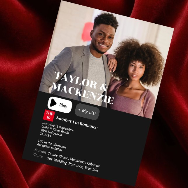 Wedding Personalised Movie Synopsis Photo Invitation (Your Personalized Movie Synopsis Photo Invitations by Ricaso. Novelty wedding invites for movie fans)