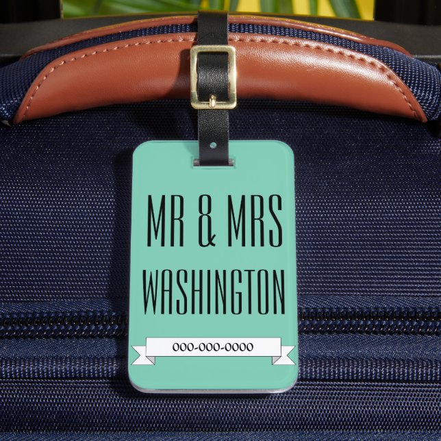Wedding Personalised Mr. & Mrs. Luggage Tag Gift (Front Insitu 2)