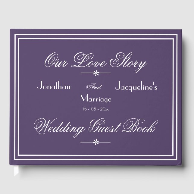 Wedding Personalised Vintage Chic Dusty Purple  Guest Book (Front)