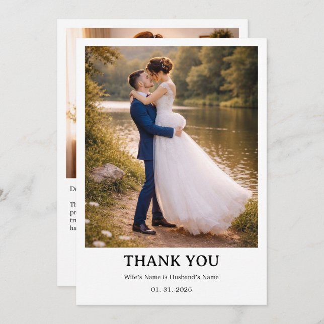 Wedding Personalized Card | Simple Elegant Couple  (Front/Back)