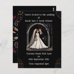 Wedding Personalized Invite Cartoon Image  Postcard