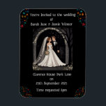 Wedding Personalized Invite Cartoon on Black  Magnet<br><div class="desc">Wedding Personalized Invite Cartoon Image and Tree of Life on reverse of Envelope on Black Magnet</div>