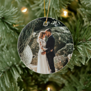 Wedding Photo 1st Christmas as Husband Wife Ceramic Ornament