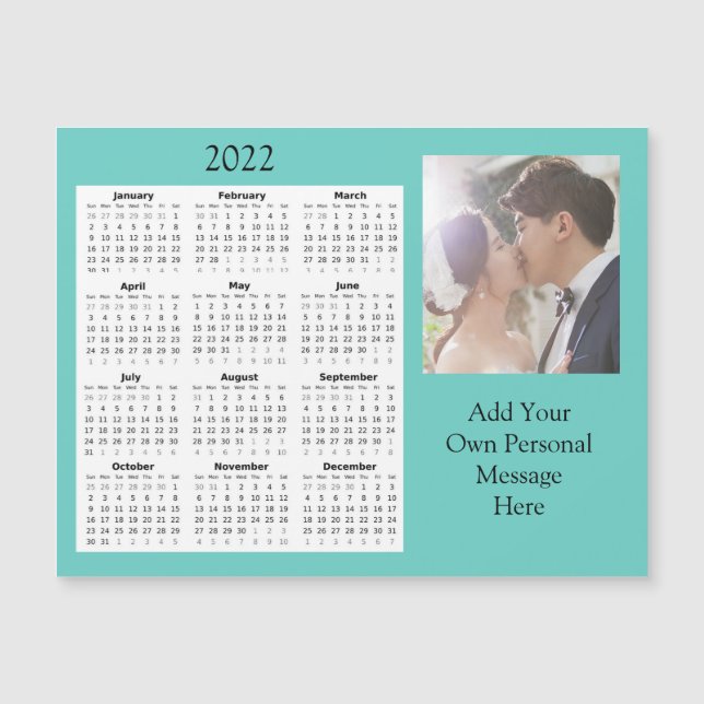 Wedding Photo 2022 Mini Calendar  Magnetic Invitat Invitation (Front)