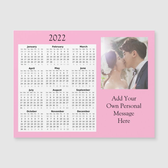 Wedding Photo 2022 Mini Calendar  Magnetic Invitat Magnetic Invitation (Front)