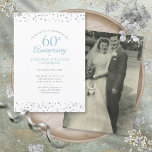 Wedding Photo 60th Anniversary Hearts Confetti Invitation<br><div class="desc">Personalise with your special sixtieth diamond anniversary information in chic lettering and your special wedding photo on the reverse. Designed by Thisisnotme©</div>