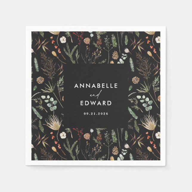  Wedding photo arch watercolor botanical floral Napkin (Front)