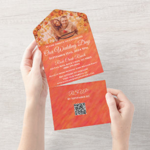 Wedding-Photo Autumn Vibes-Fall Style- All In One Invitation