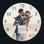 Wedding Photo Best Day Ever Newlywed Anniversary Large Clock<br><div class="desc">Beautiful wedding day photo clock personalized with the couple's name and wedding date and the message "Best day ever" - add your wedding photo for a beautiful wedding keepsake or anniversary gift. If you need help cropping your photo to fit properly - contact me through the button below. I'd love...</div>