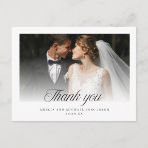 Wedding Photo Black and White Thank You Postcard