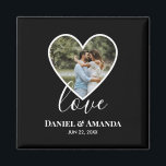 Wedding Photo Black Heart Frame Modern Calligraphy Magnet<br><div class="desc">The design has black heart frame on centre and white modern calligraphy texts which can be customised to your preference. Replace the picture in the centre with your own wedding photo. It will make a lovely custom made wedding favour gifts for your guests or for your own keepsake.</div>