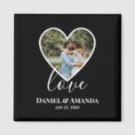 Wedding Photo Black Heart Frame Modern Calligraphy Magnet<br><div class="desc">The design has black heart frame on centre and white modern calligraphy texts which can be customised to your preference. Replace the picture in the centre with your own wedding photo. It will make a lovely custom made wedding favour gifts for your guests or for your own keepsake.</div>