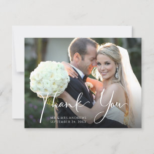 Wedding Photo Blush Pink Floral Thank You Card