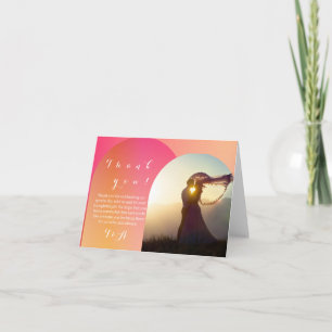 Wedding Photo Boho Arch Sunset Ombre Thank You Card
