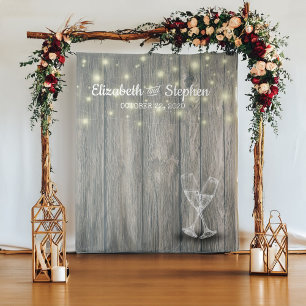 Wedding Photo Booth Backdrop Champagne Glass Wood Tapestry