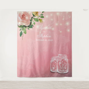 Wedding Photo Booth Backdrop Chic Floral Mason Jar Tapestry