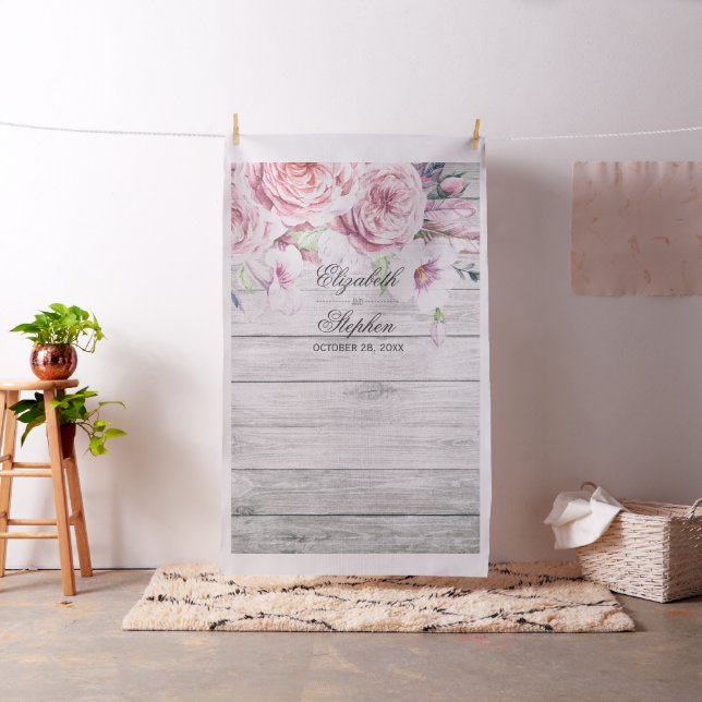 Wedding Photo Booth Backdrop Floral Rustic Wood (In Situ)