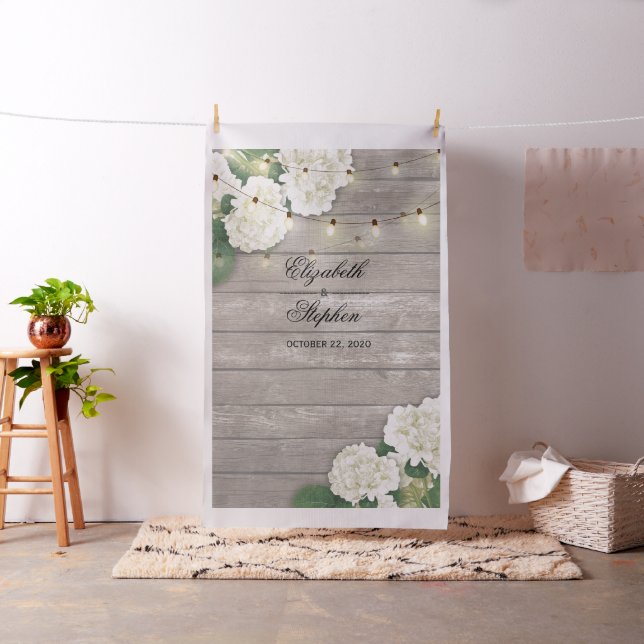Wedding Photo Booth Backdrop Hydrangea Lights wood (In Situ)
