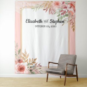 Wedding Photo Booth Backdrop Modern Elegant Flower Tapestry