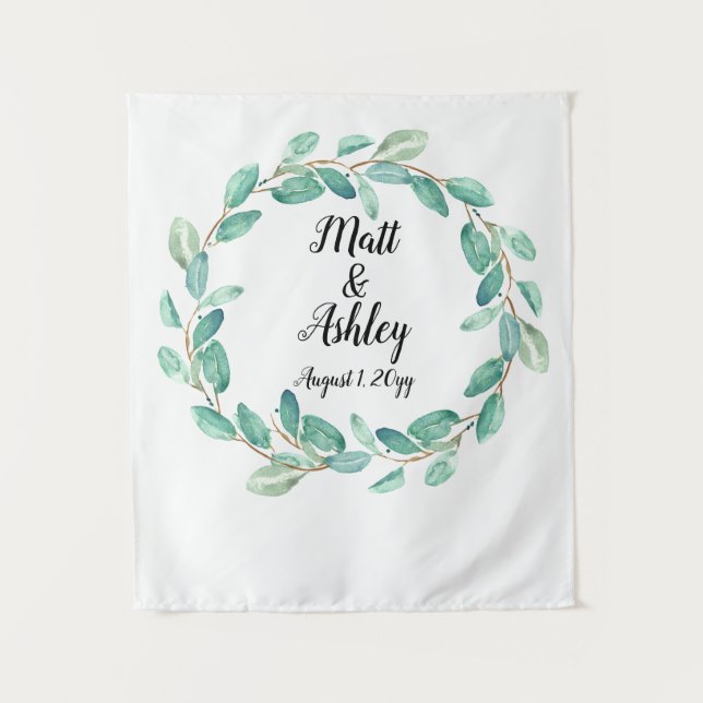 Wedding Photo Booth Backdrop Rustic Greenery Prop Tapestry (Front)