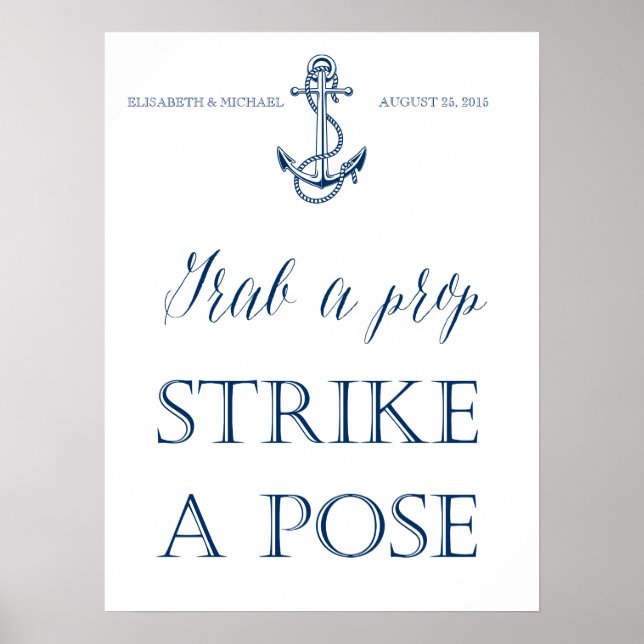 Wedding Photo Booth sign, nautical style Poster (Front)