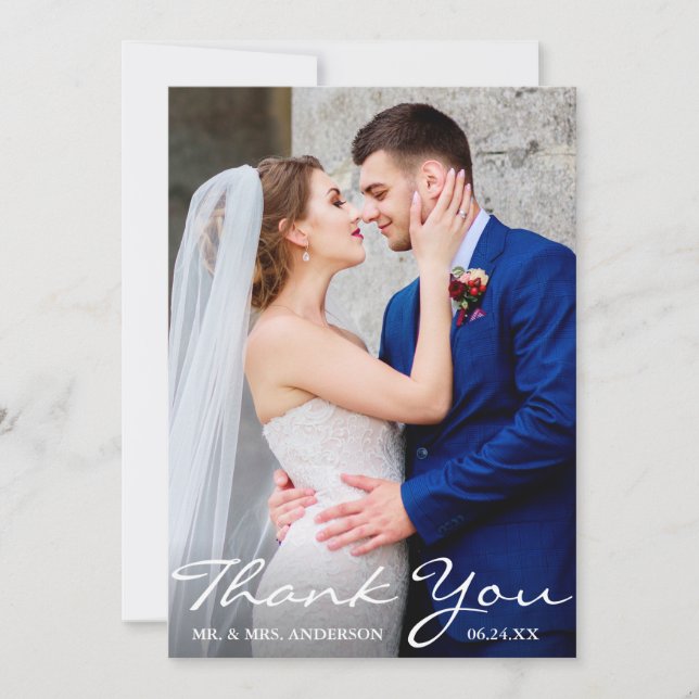 Wedding Photo Bride and Groom Thank You Card (Front)