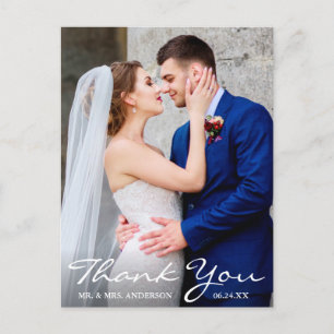 Wedding Photo Bride and Groom Thank You Postcard