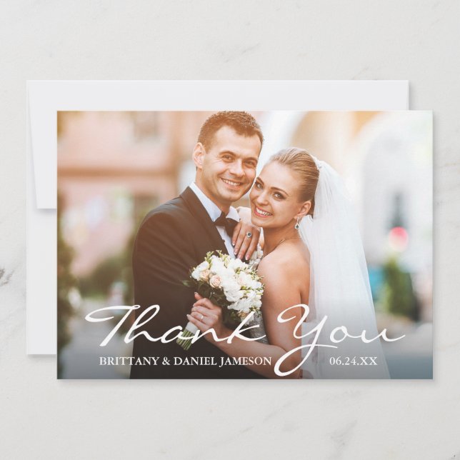 Wedding Photo Bride & Groom Thank You Card (Front)