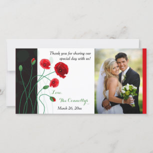 Wedding Photo Card   Red Poppies
