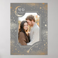 Wedding Photo Celestial Light Grey Stars Moon