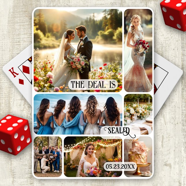 Wedding Photo Collage Keepsake Playing Cards (Playing cards featuring a custom wedding photo collage. A beautiful keepsake and wedding favor.)
