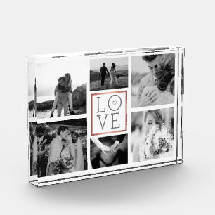 Wedding Photo Collage Love Black & White Block