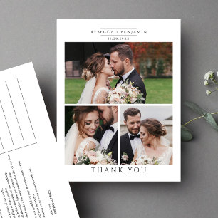Wedding Photo Collage Minimalist Thank You Postcard