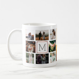 Wedding Photo Collage Monogram Coffee Mug