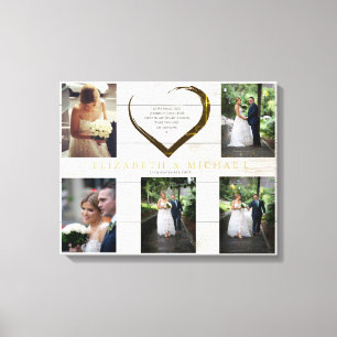 Wedding Photo Collage Rustic Simple Heart Quote Canvas Print