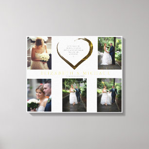 Wedding Photo Collage Simple Heart Quote Canvas Print
