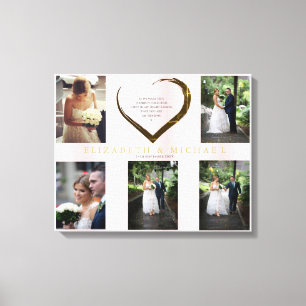 Wedding Photo Collage Simple Pink Heart Quote Canvas Print