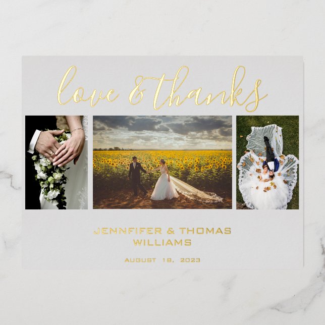  Wedding photo Collage Thank you Card (Front)