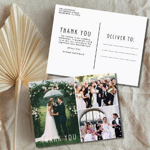 Wedding Photo Collage Thank You Postcard