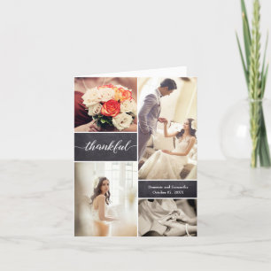 Wedding Photo collage Thankful Thank you Card