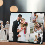 Wedding Photo Collage with Vertical ZigZag Plaque<br><div class="desc">Create your own wedding photo plaque with 4 of your favourite pictures. The photo template is set up to create a photo collage with one main background photo,  overlaid with the remaining three photos in a vertical zigzag. Your pictures are displayed in landscape format with black frames.</div>