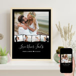Wedding Photo Collage Zigzag Picture Strip Custom Poster<br><div class="desc">Wedding photo collage poster with personalised text and zigzag picture strip. The template is set up ready for you to add five photos - the main photo will be used as the background and the remaining 4 photos will be laid out in a zigzag picture strip along the bottom. This...</div>