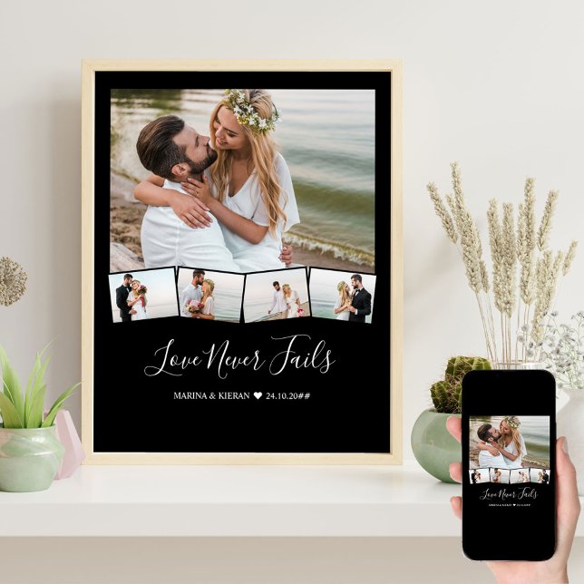 Wedding Photo Collage Zigzag Picture Strip Custom Poster (Creator Uploaded)