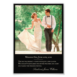 Wedding Photo Custom Quote Monogram Black 4x6 Print